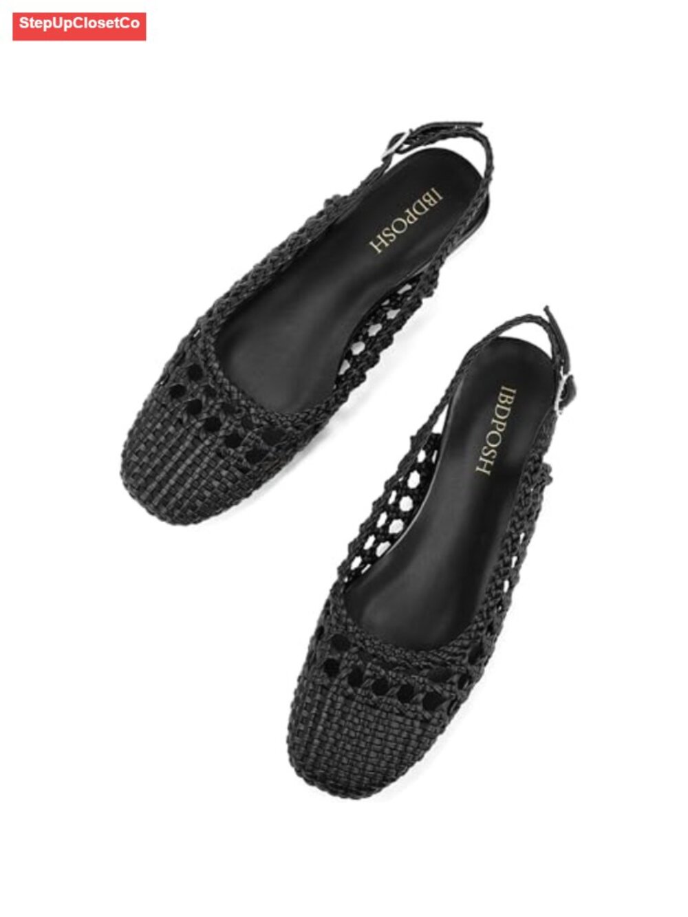 Woven Slingback Flats Square Toe Braided Sandals Comfortable Summer Office Shoes